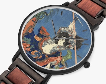 Shi Jin in Kuniyoshi Water Margin – Wooden Strap Quartz Watch