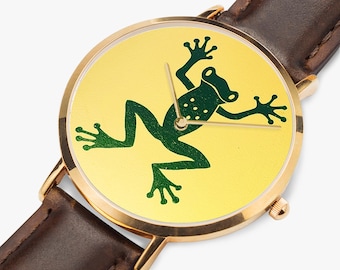 Golden Frog Ultra-Thin Leather Strap Quartz Watch