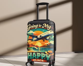 Valise Going to My Happy Place | Design vintage avion de voyage coucher de soleil