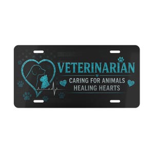 Veterinarian Caring for Animals Healing Hearts Vanity Plate | License Plate