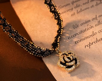 Black Rose Choker  Necklace