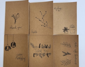 Blank handmade greeting cards (set of 6)
