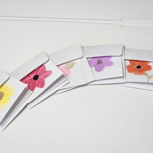 Mini flower greeting cards, blank floral cards, cards for friends, hand painted mini greeting cards, mini greeting cards, set of 6