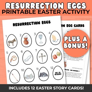 Printable Easter Story Cards and Resurrection Eggs, Holy Week Printable, Holy Week for Kids in Sunday School, Easter Activity