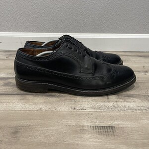Stetson Vintage V-Cleat Classic Glossy black Butcher Dress Shoes Sz 12 David main image 3