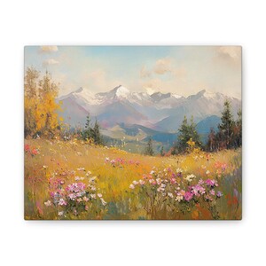 Wild Flower Painting Landscape Wall Art Wild Flower In Bloom Wall Art Meadow Wall Decor Nature Art Meadow Landscape Canvas Painting Gift