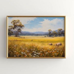 Meadow Wildflower Painting Nature Landscape Wall Art Spring Wildflower Wall Art Meadow Wall Decor Australian Meadow  Spring Time Nature Art