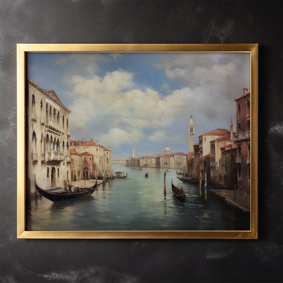 Tableau Toile Grand Canal Venise - Gondoles - Impression D'art Murale - Neuf