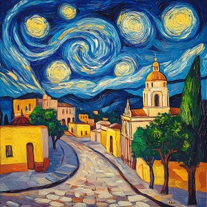 Van Gogh Style Starry Night Canvas Painting Home Decor Vintage Landscape Art Wall Decor Moonlight Painting Colorful Canvas Art