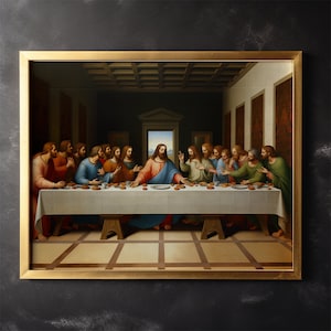 The Last Supper Canvas Painting Vintage Canva Wall Art Jesus Christ Last Supper Depiction Wall Decor Gift Idea Wall Hanging
