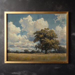 Meadow Landscape Painting - Blooming Clouds Canvas Art for Rural Cabin Decor, Sky Wall Art & Holiday Gift Idea