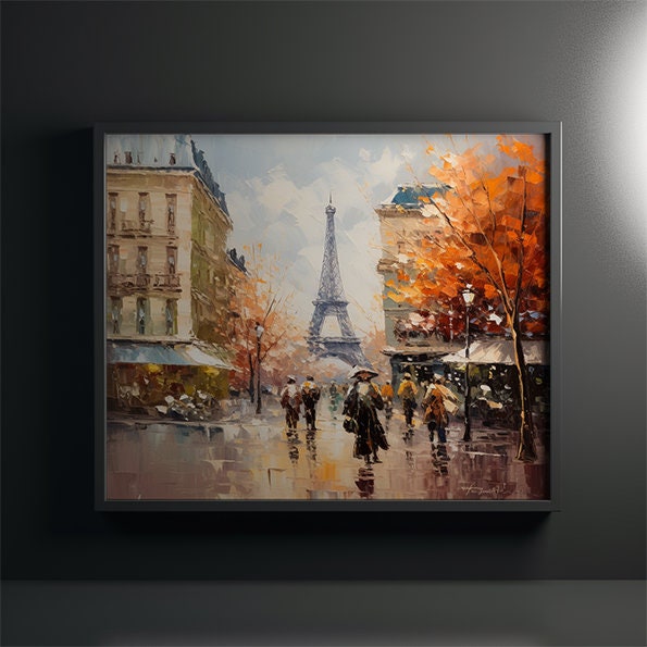 エッフェル塔のキャンバス油絵：パリのフランス風装飾 - Etsy 日本