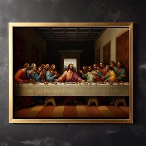 The Last Supper Canvas Painting Vintage Canva Wall Art Jesus Christ Last Supper Depiction Wall Decor Gift Idea Wall Hanging