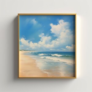 Ocean Waves Canvas Painting Vintage Coastal Landscape Wall Art Office Decor Holiday Gift Idea Canvas Stretched, 0.75&quot;