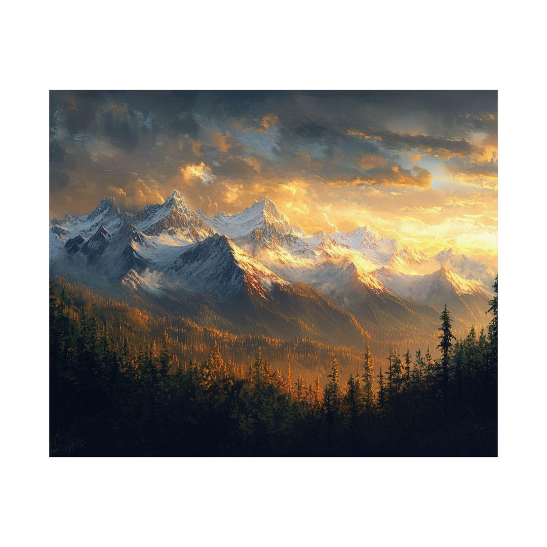 Mountain Sunset Landscape Poster, Wall Art Home Decor Nature Lover Gift ...