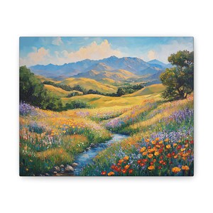 Meadow Wildflower Painting Home Decor Nature Landscape Wall Art Spring Flower Wall Art Meadow Wall Decor Spring Time Nature Art