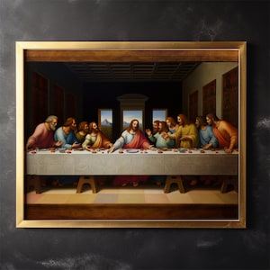 The Last Supper Canvas Painting Vintage Canva Wall Art Jesus Christ Last Supper Depiction Wall Decor Gift Idea Wall Hanging
