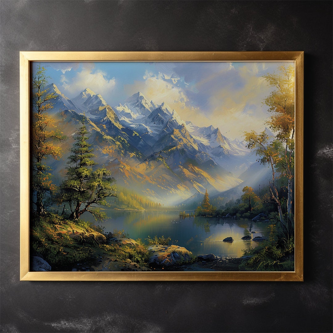 Mountain Sunset Canvas Print: Lake Cabin Wall Decor - Etsy