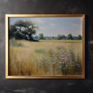 Wildflower Canvas Painting Vintage Landscape Art Wildflower Wall Art Office Decor Holiday Gift Canvas Stretched, 0.75&quot;