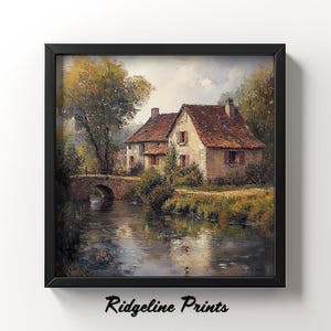 Rustic Landscape Canvas Art Print, Cozy Home Decor, Wall Art for Living Room, Country Cottage Artwork, Farmhouse Aesthetic, Gift for Nature