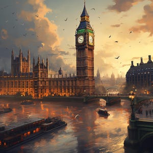 London England Canvas Painting Wall Art Big Ben London Skyline Wall Decor Gift Idea