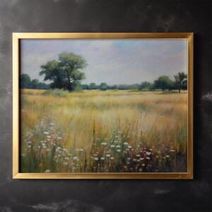 Wildflower Canvas Painting Vintage Landscape Art Wildflower Wall Art Office Decor Holiday Gift Canvas Stretched, 0.75&quot;