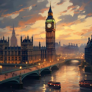 London England Canvas Painting Wall Art Big Ben London Skyline Wall Decor Gift Idea