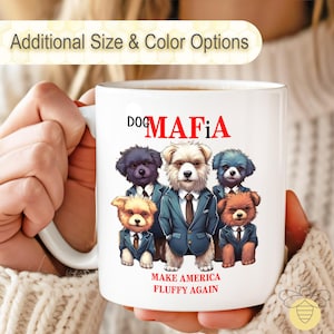 面白い犬好きへのセラミックコーヒーマグギフト - かわいいペットアート - スーツを着たギャングマフィア犬ティーカップ - アメリカを再びふわふわに - 生意気な子犬のプレゼント - お母さん