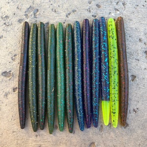 5 Backwater Blue Stick Worm, Soft Plastic Bait, Senko Style, Bass Fishing 