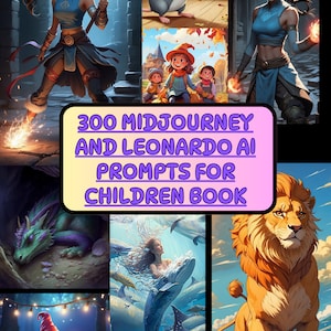 300 ChatGPT Guide Prompts for children book, Midjourney Leonardo AI Prompts for Children Book Story, Create Ai image from prompt, Bonus add image 1