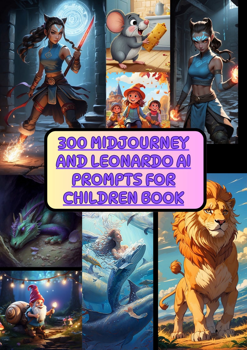 300 ChatGPT Guide Prompts for children book, Midjourney Leonardo AI Prompts for Children Book Story, Create Ai image from prompt, Bonus add image 1