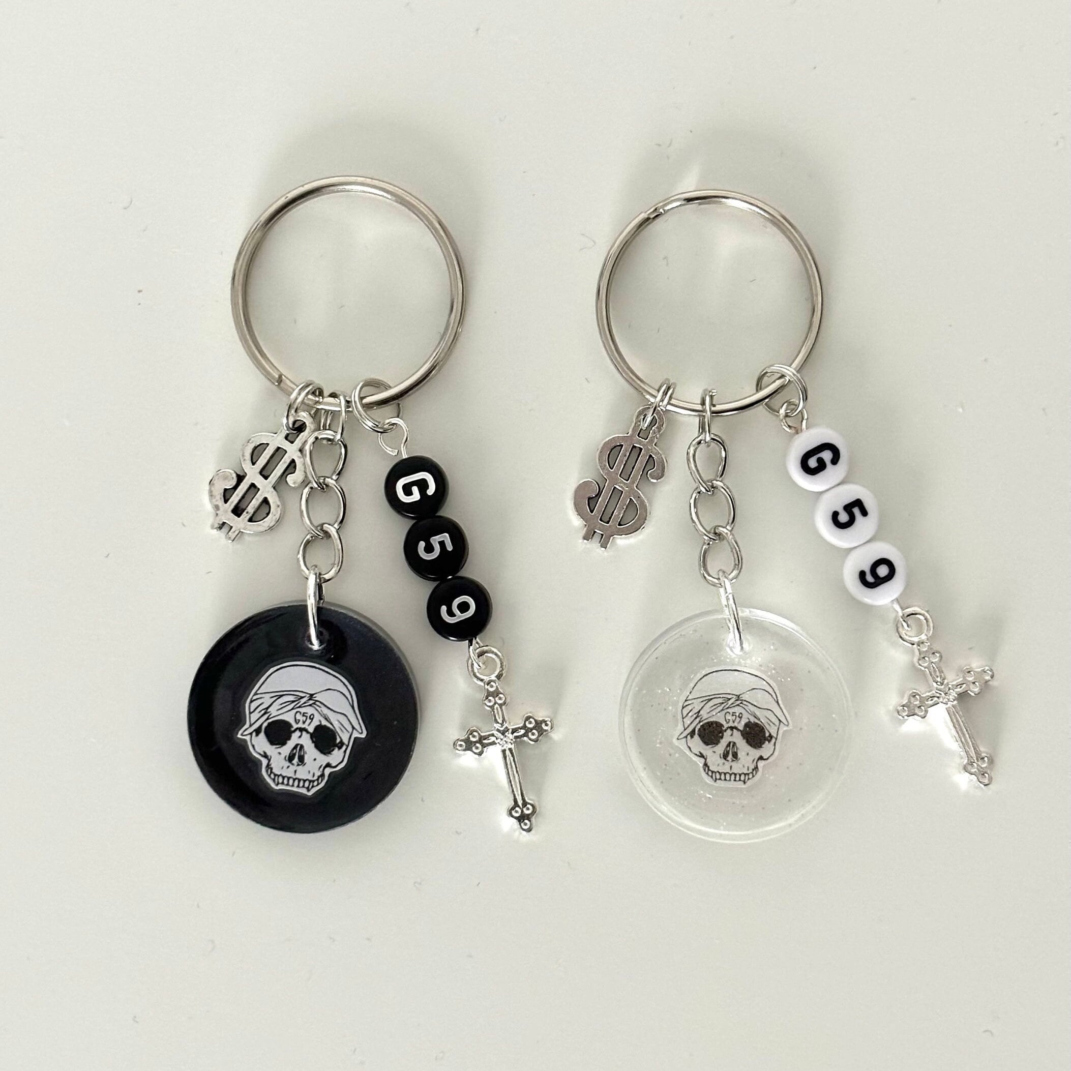 G59 Skull Multi-charm Resin Keychain, Suicideboys, Black or Clear