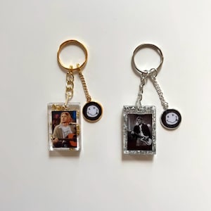 Kurt Cobain Small Resin Keychains, Nirvana Inspired Epoxy Resin Keyring, Gold, Silver, Handmade, Nirvana, Grunge, Smells Like Teen Spirit