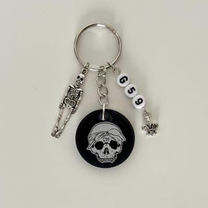Grey59 Logo Skull Multi Charm Suicideboys Black Resin Keychain, Ruby da Cherry, Scrim, Circle Resin Charm, Handmade, G59