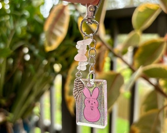 Lil Peep-harssleutelhanger - klein roze konijntje harsbedel Lil Peep-symbool