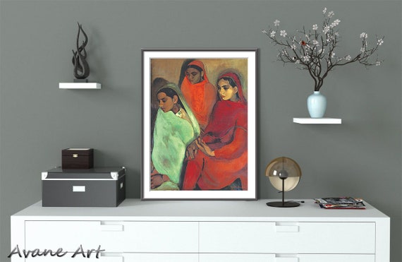 Amrita Sher-gil Print: Three Girls, Indian Art (digital Download