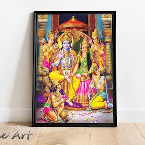 Ram Darbar- Pattabhishekam - Ram Laxman Sita and Hanuman - Ramayan Art Digital Print Download for Home Decor and Gifts - Indian Mythology