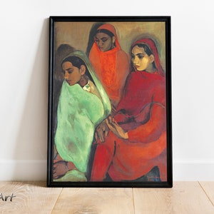 Group of three girls by Amrita Sher-Gil - Indian Art Digital Print Download for Home Decor and Gifts