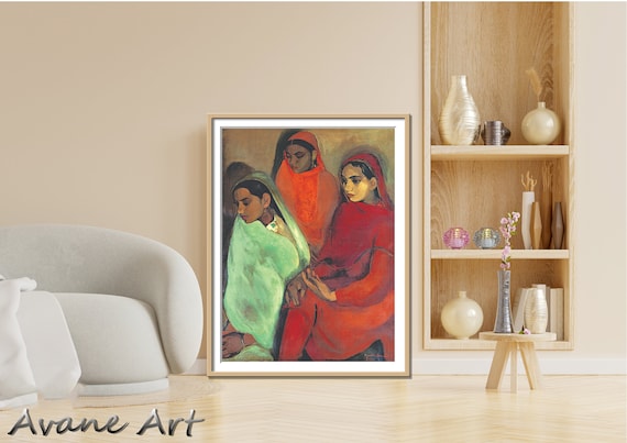 Amrita Sher-gil Print: Three Girls, Indian Art (digital Download