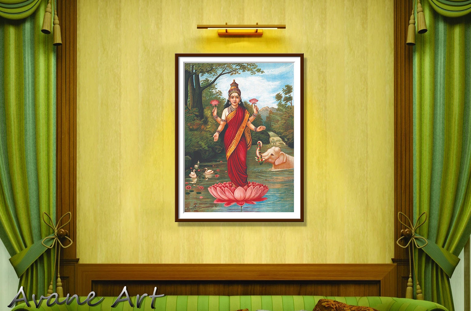 Mahalakshmi Ravi Goddess Lakshmi Raja Ravi Varma Painting: Indian Religious Art (digital ...
