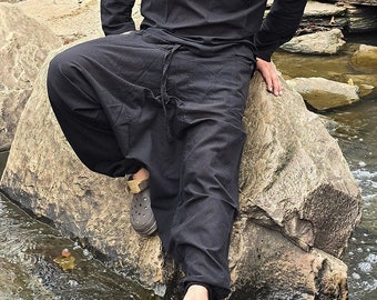 Pantalón de yoga unisex cómodo, de cáñamo, hippie, colorido, lavado a piedra natural, hecho a mano orgánicamente.
