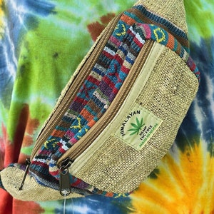 Chanvre de l'Himalaya naturel bio Népalais Boho Hippie Ceinture banane unisexe mignonne et durable