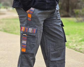 Calça de ioga hippie unissex, colorida e feita à mão com cânhamo natural orgânico.