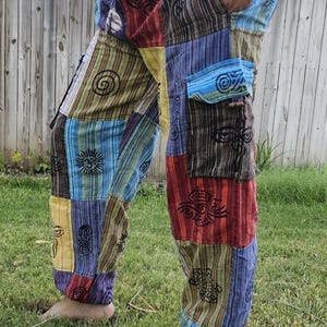 Organically Handmade Natural Patchwork Hippie Colorful Hemp Comfortable Yoga Pant Trouser