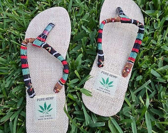 Cânhamo orgânico colorido natural feito à mão tie dye himalaia confortável unissex flip flop sandália de fibra natural chinelo