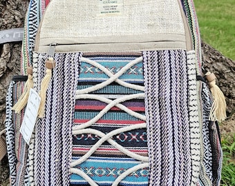 Plecak z konopi himalajskich: duża torba w stylu boho hippie z nicią spiralną