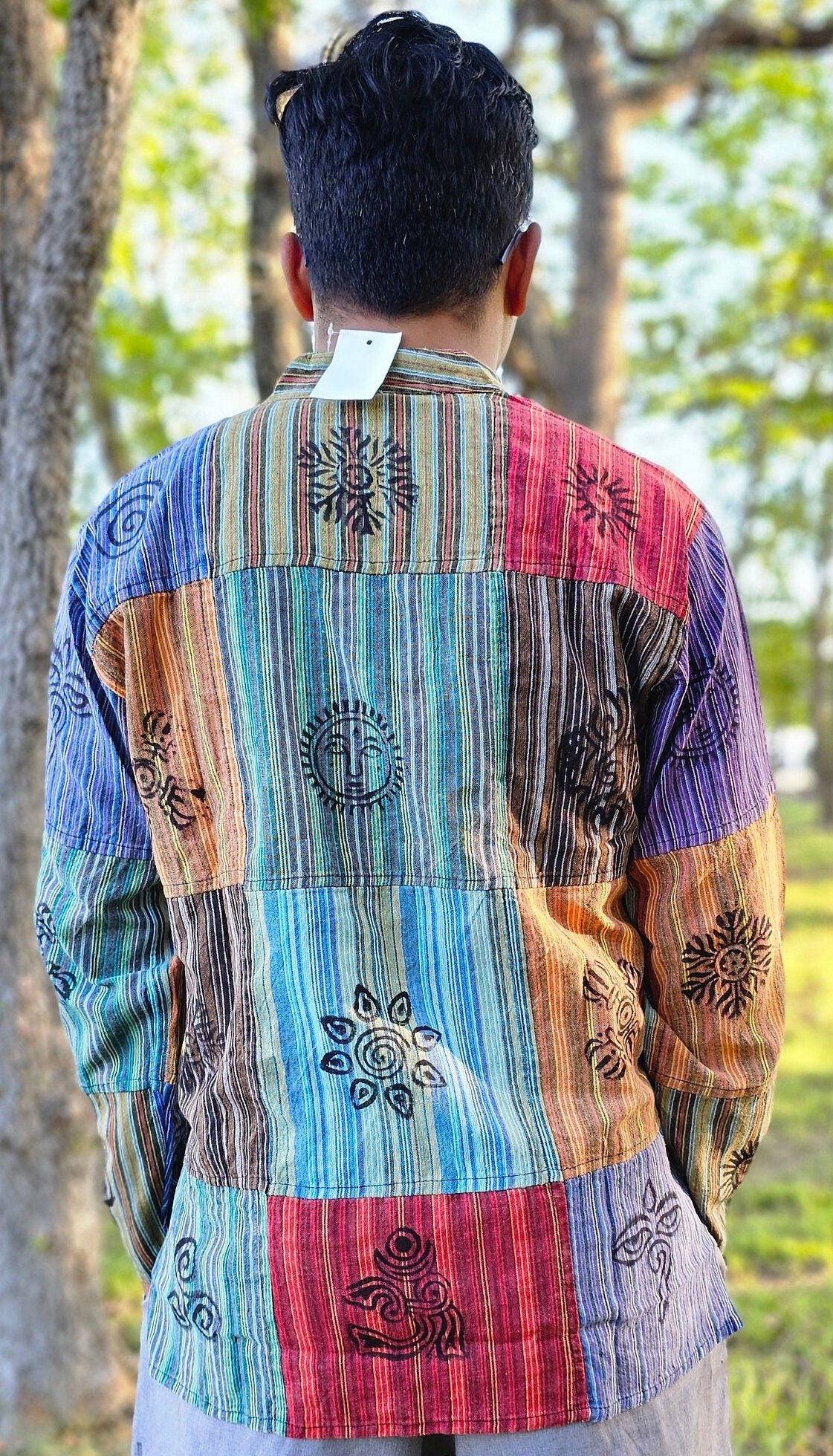 Haut à Capuche Homme Hippie Patchwork Coton Commerce Équitable Népal - Tailles S à XL