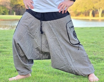 Pantalones de yoga unisex cómodos de cáñamo coloridos, hippies, lavados a piedra natural y hechos a mano de manera orgánica