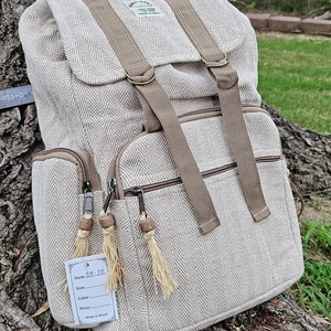 Grand sac à dos de poche en chanvre de l'Himalaya naturel bohème népalais hippie népalais mignon et durable