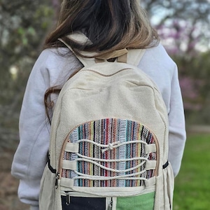 Mochila de cáñamo del Himalaya: estilo bohemio hippie nepalí de gran tamaño.